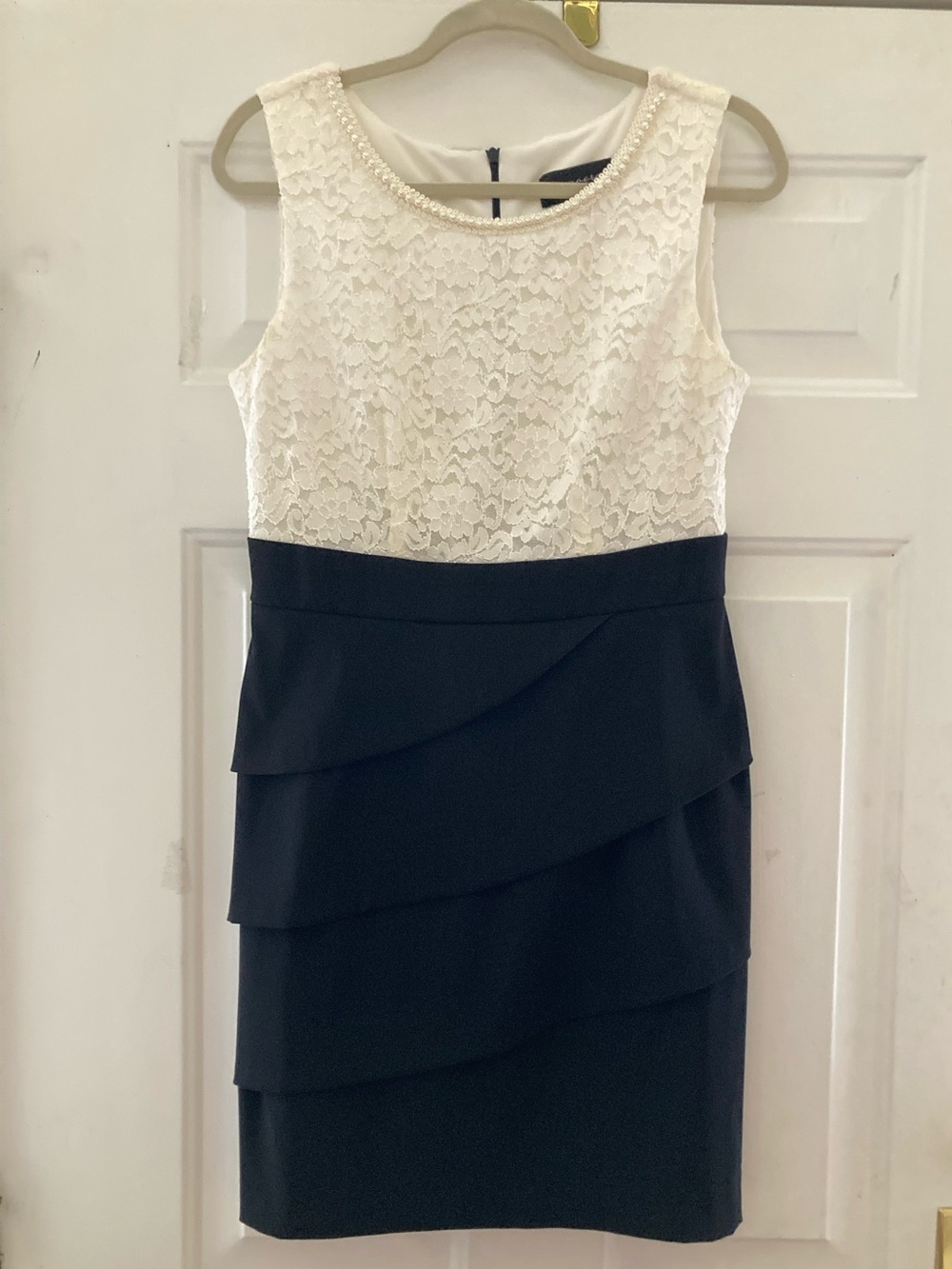 Connected Black & Ivory Petite Dress